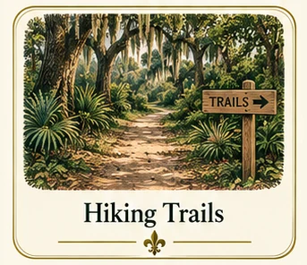 Explore Hiking Trails at Poche Plantation — illustrated amenity guide