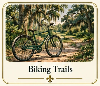 Explore Biking Trails at Poche Plantation — illustrated amenity guide