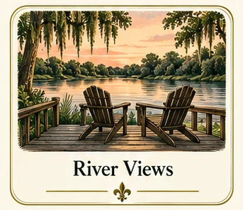 Explore River Views at Poche Plantation — illustrated amenity guide