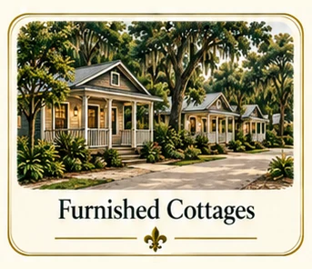 Explore Furnished Cottages at Poche Plantation — illustrated amenity guide