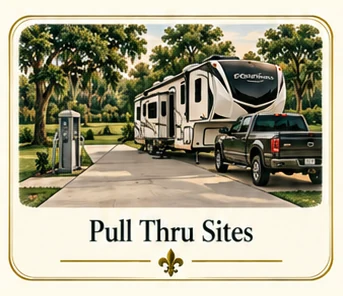 Explore Pull Thru Sites at Poche Plantation — illustrated amenity guide