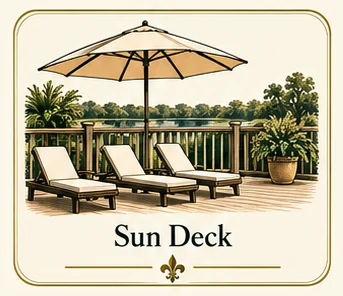 Explore Sun Deck at Poche Plantation — illustrated amenity guide